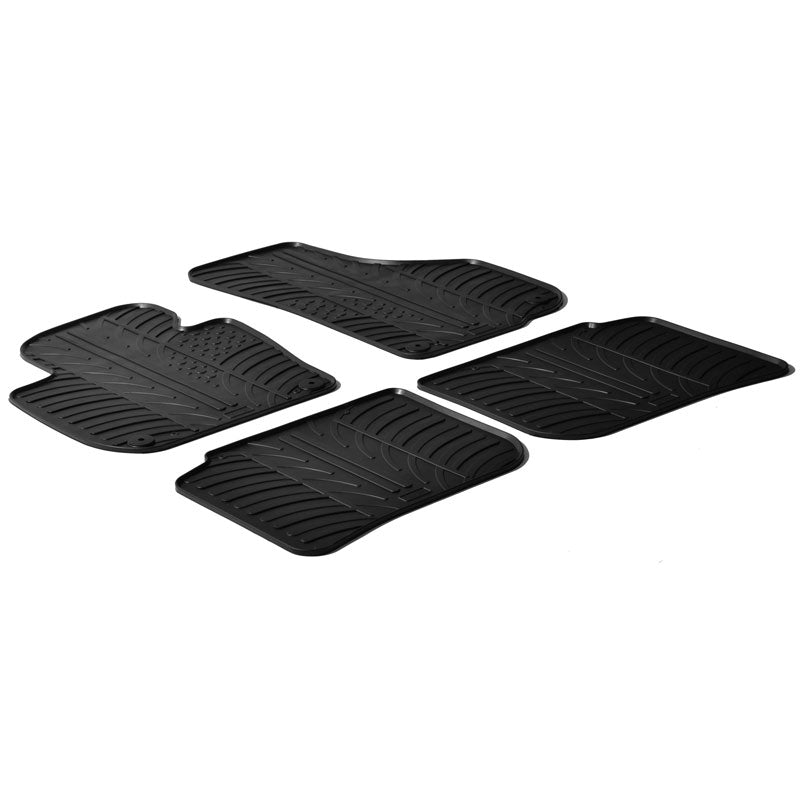 Gledring, Rubber floor mats, Fits Skoda SuperB 2008-2015 (T profile 4-piece + clips)