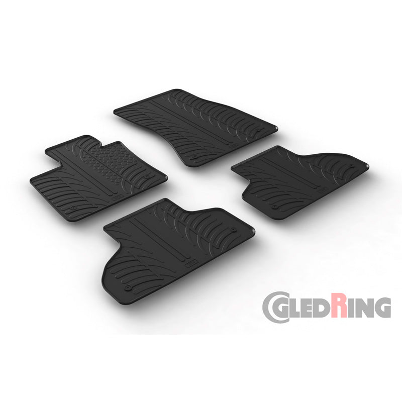 Gledring, Rubber floor mats, Fits BMW X5 (F15) 2013-2018 (T profile 4-piece + clips)