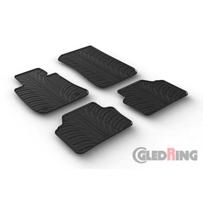Gledring, Rubber floor mats, fits BMW 3 Series E90/E91 2005-2012 (T profile 4-piece + clips)