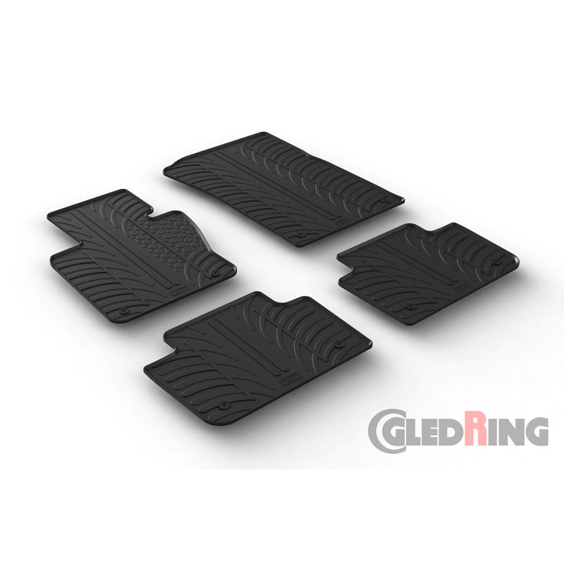 Gledring, Rubber floor mats, Fits BMW X3 2004-2010 (T profile 4-piece + clips)