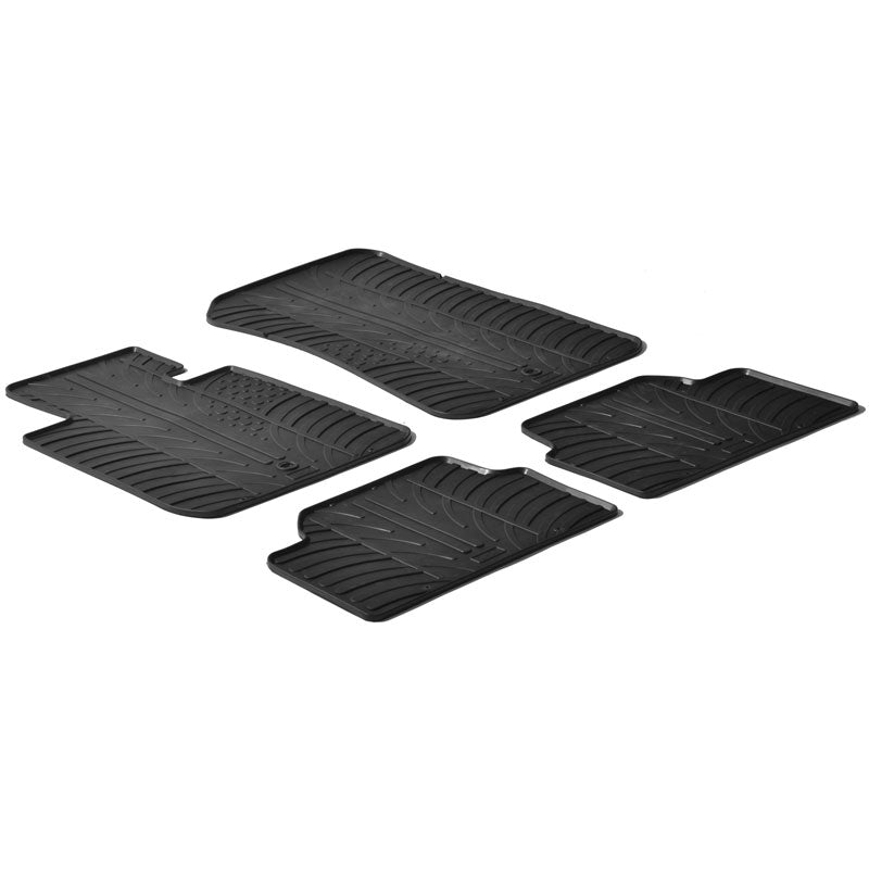 Gledring, Rubber floor mats, Fits BMW 1 Series E81/E87 3/5 doors 2004-2011 (T profile 4-piece + clips)