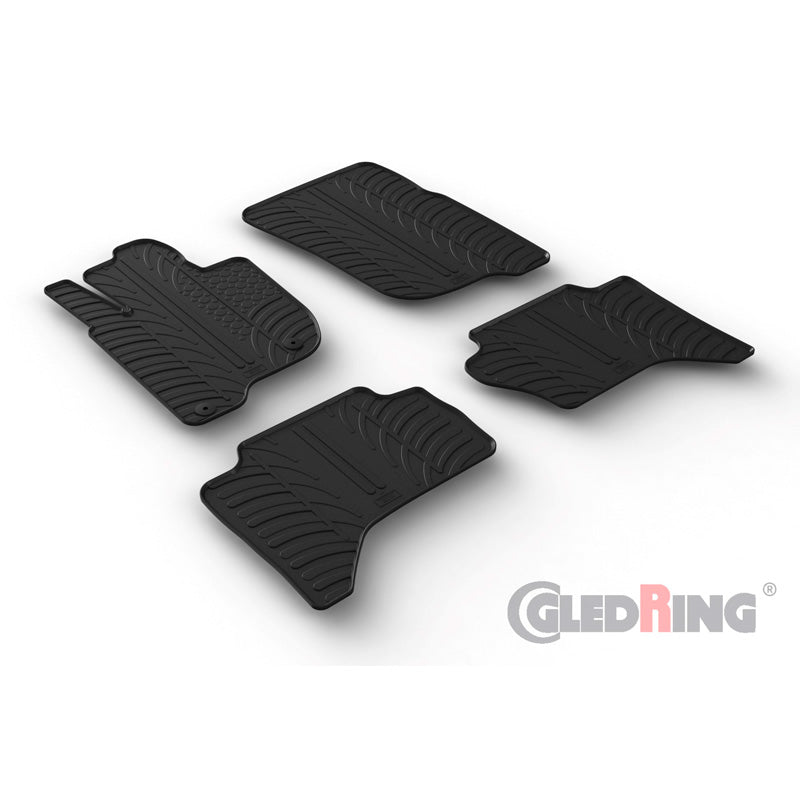 Gledring, Rubber floor mats, Fits Mitsubishi L200 (Triton) 2015-2019 & FL 2019- (T profile 4-piece + clips)
