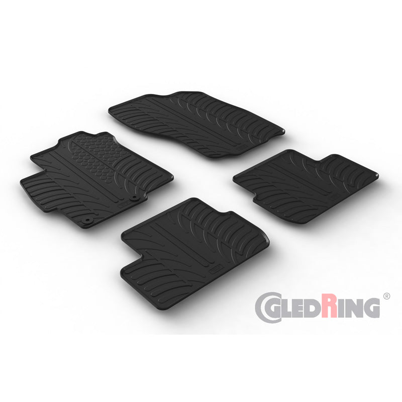 Gledring, Rubber floor mats, Fits Mitsubishi Lancer VIII Sedan 2008-2017 (T profile 4-piece + clips)