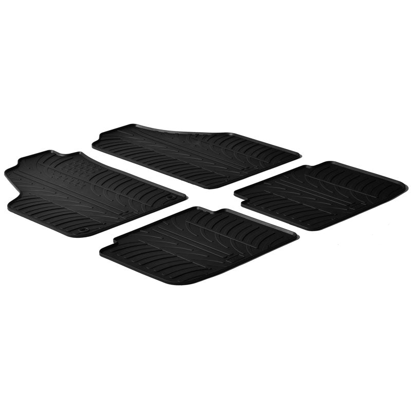 Gledring, Rubber floor mats, Fits Fiat Idea 2006- / Lancia Musa 2007- (T profile 4-piece + clips)