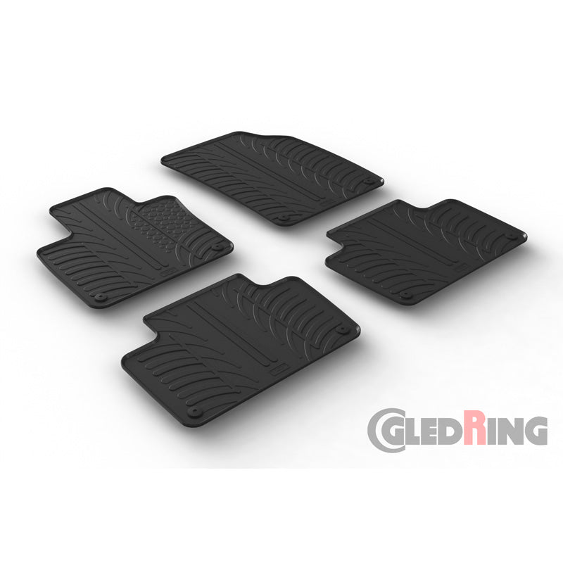Gledring, tapis en caoutchouc, adaptés à Volvo XC90 3/2015- (profil en T 4 pièces + clips)