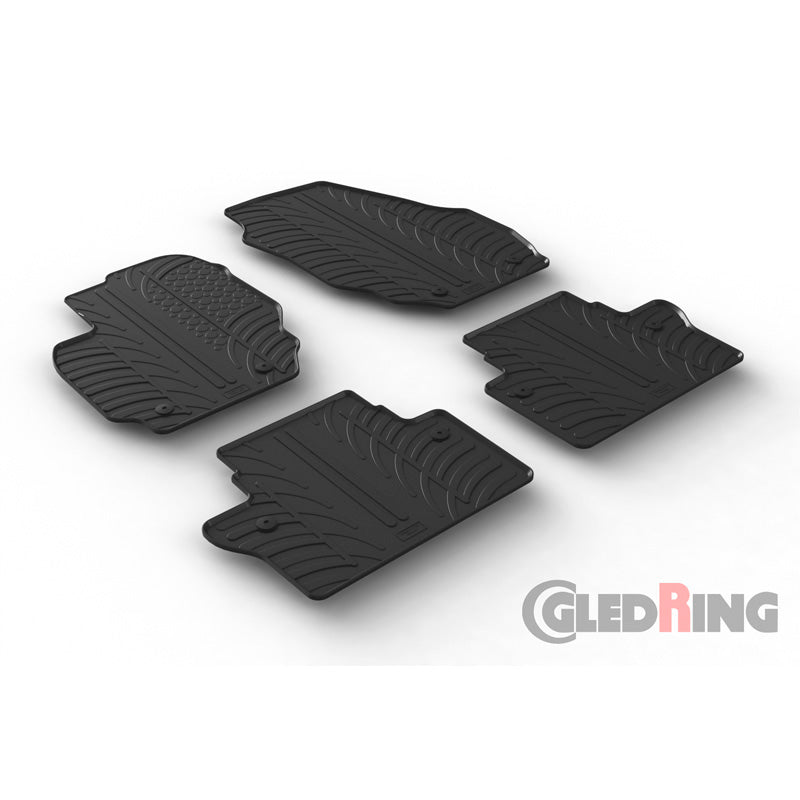Gledring, Rubber mats, fits Volvo V70/XC70 2007-2016 (T profile 4 pieces + clips)