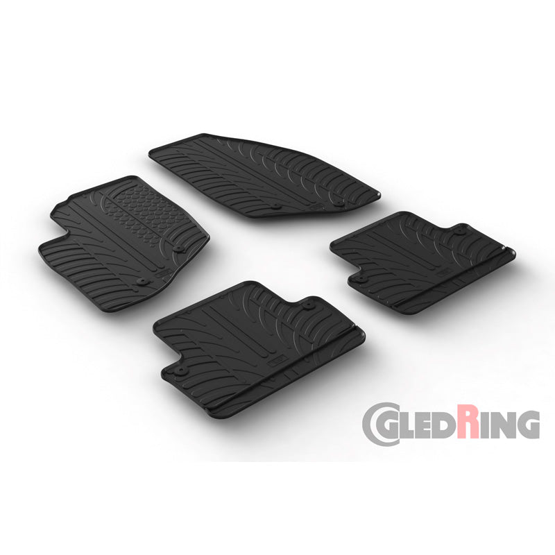 Gledring, Rubber Floor Mats, Fits Volvo V70/XC70 2000-2007 & S60 2000-2009 (T profile 4-piece + clips)