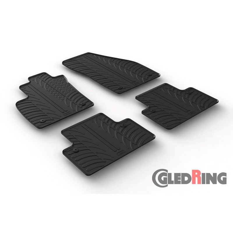 Gledring, tapis en caoutchouc, compatibles avec Volvo S40/V50 2004-2011 (manuelle) (profil T 4 pièces + clips)