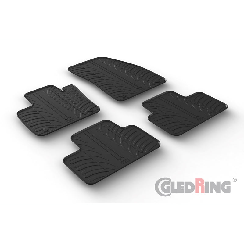 Gledring, rubbermatten, geschikt voor Volvo XC40 2018- excl. Recharge (T-profiel 4-delig + clips)