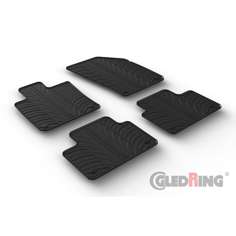 Gledring, Rubber floor mats, Fits Volvo S60 & V60 II 2018- (T profile 4 pieces + clips)