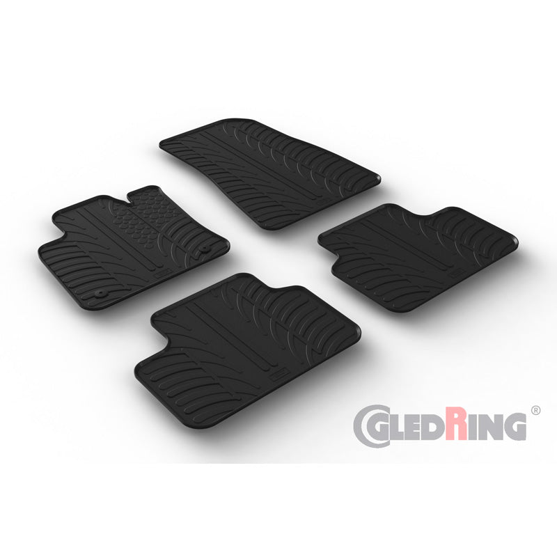 Gledring, Rubber floor mats, Fits Volvo C40 Recharge 2021- (T profile 4 pieces + clips)