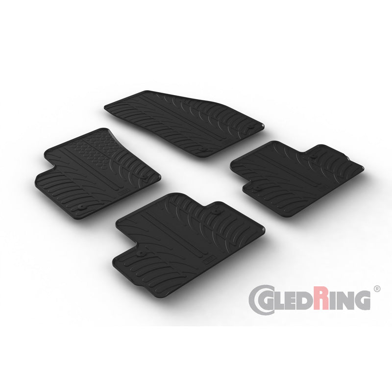 Gledring, tapis de sol en caoutchouc, compatibles avec Volvo C30 2006-2013 (profil T, 4 pièces + clips)