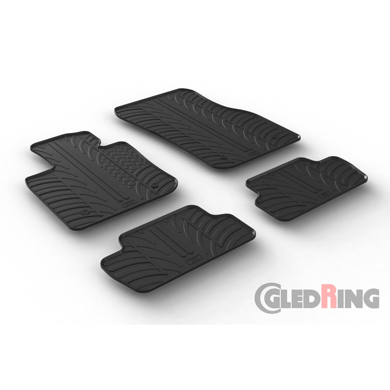 Gledring, Rubber floor mats, fits Mini F56 3-doors 2014- (T profile 4-piece + clips)