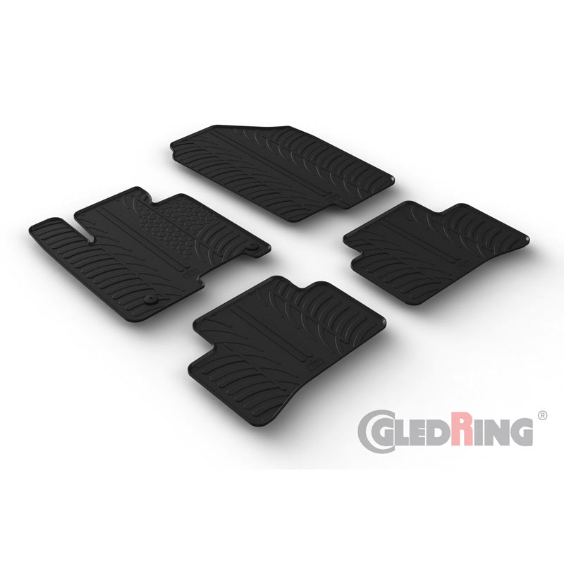 Gledring, Rubber floor mats, Fits Hyundai Tucson (NX4E) 48V Mild Hybrid 2020- excl. Full Hybrid (T profile 4 pieces + clips)