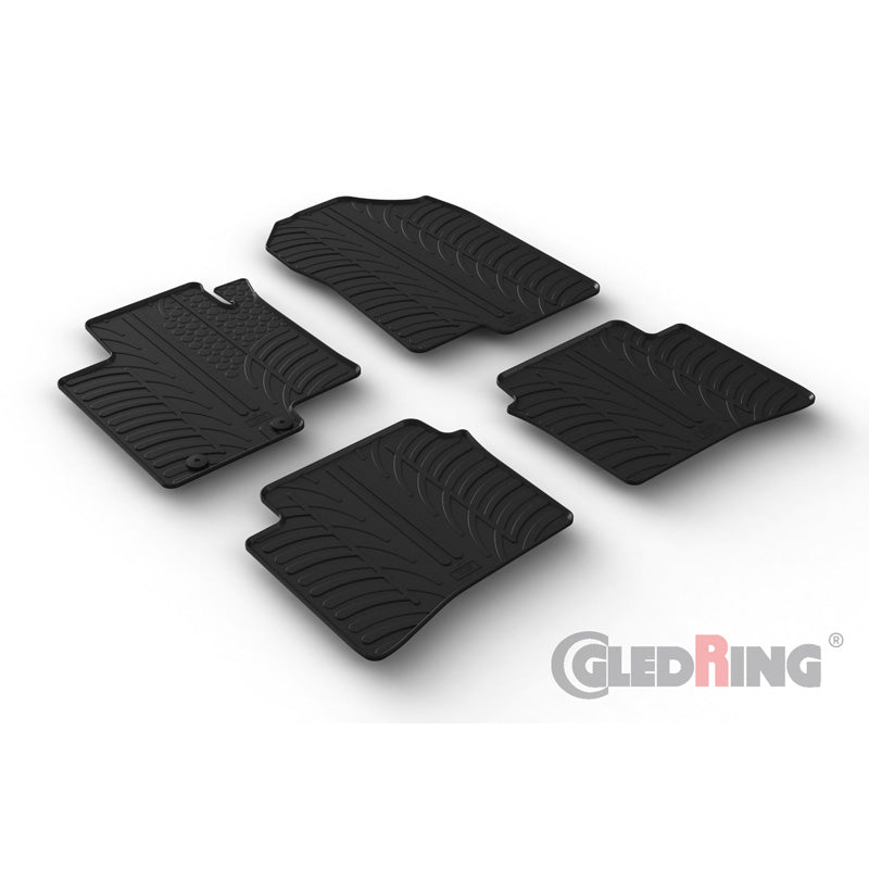 Gledring, Rubber floor mats, Fits Hyundai i20 III 2020- (T profile 4 pieces + clips)
