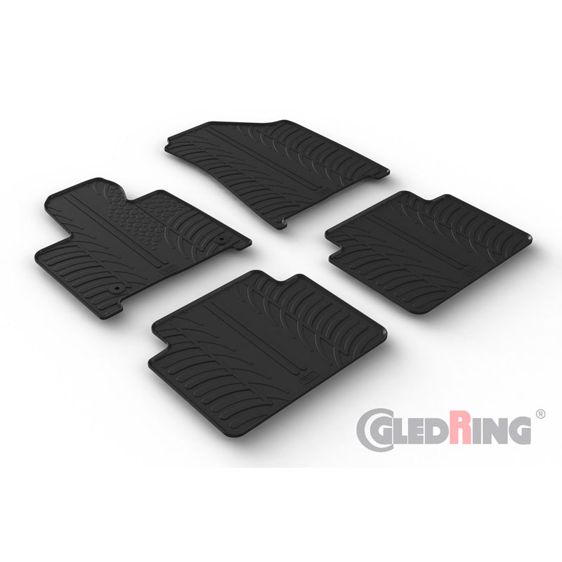 Gledring, Rubber Floor Mats, T-profile, Fits Hyundai Santa Fé V (MX5) Hybrid/PHEV 2024-, 4 pieces