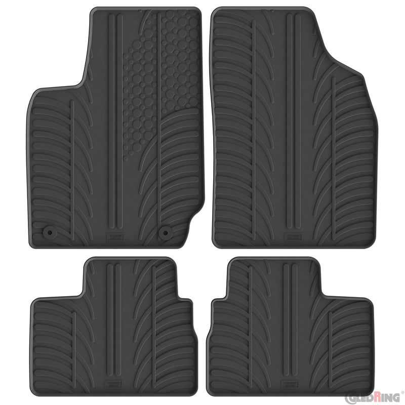 Gledring, Rubber floor mat set, T-profile, 4 pieces + clips, fits Leapmotor T03 (2024-)