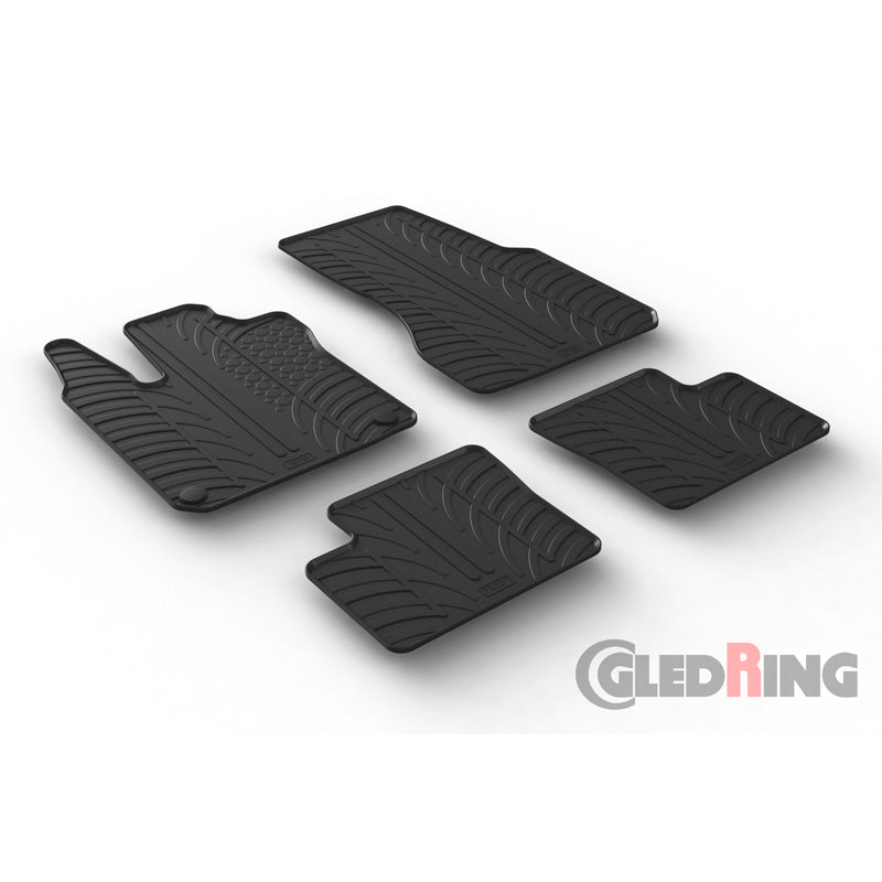 Gledring, Rubber Mats, Fits Smart ForFour 453 2014- (T profile 4 pieces + clips)