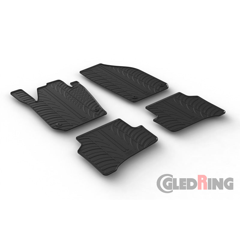 Gledring, Rubber floor mats, Fits Skoda Fabia 2014-2021 (T profile 4 pieces + clips)