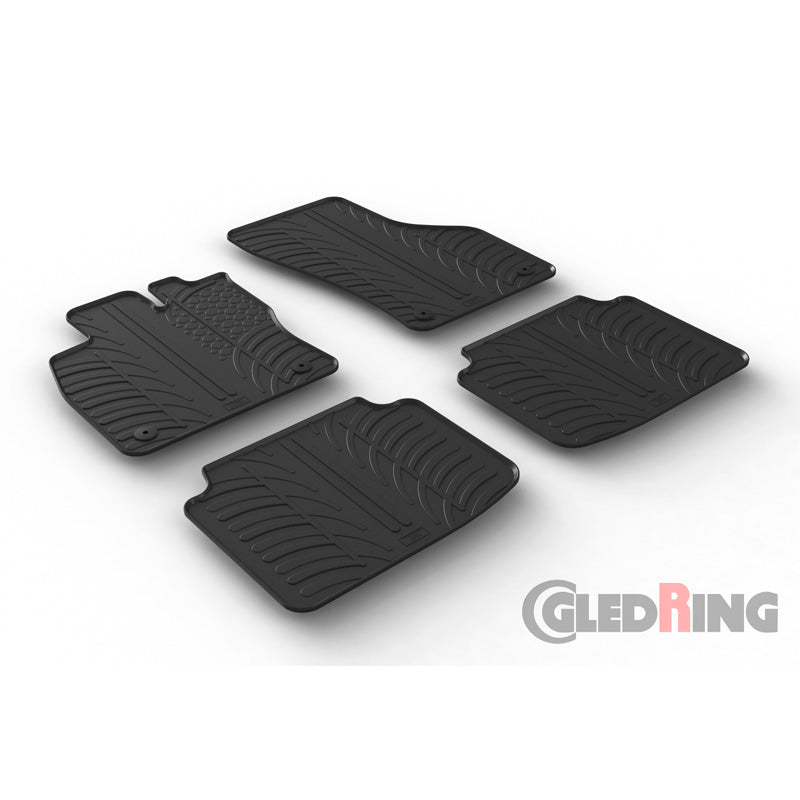 Gledring, Rubber Floor Mats, Fits Skoda SuperB 3V 2015-2023 (T profile 4-piece + clips)