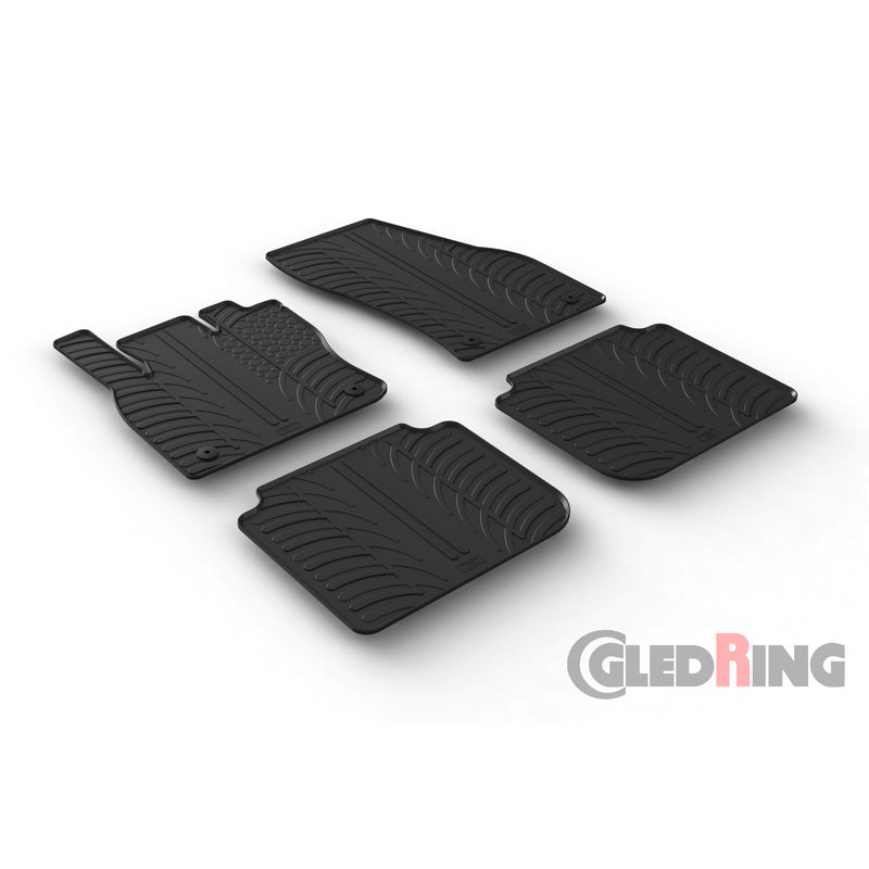 Gledring, Rubber floor mats, Fits Skoda Kodiaq 2017-2024 (T profile 4 pieces + clips)