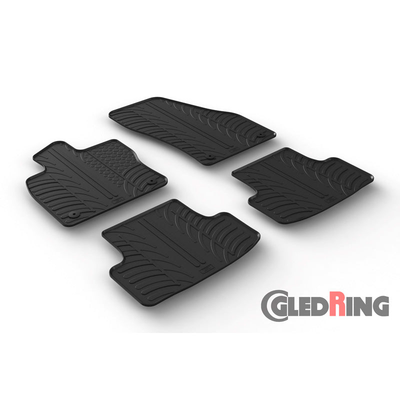 Gledring, Rubber floor mats, fits Skoda Karoq 7/2017- (T profile 4-piece + clips)