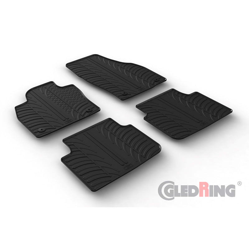 Gledring, Rubber floor mats, Fits Skoda Scala HB 5-doors 2019- (T profile 4 pieces + clips)