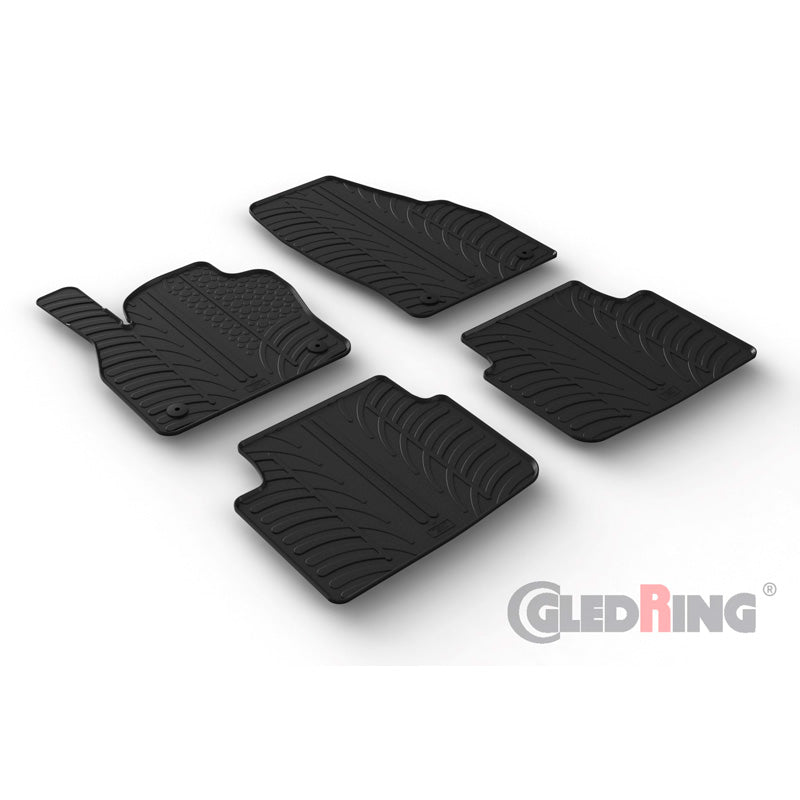 Gledring, tapis en caoutchouc, adaptés à Skoda Kamiq 9/2019- (profil en T 4 pièces + clips)