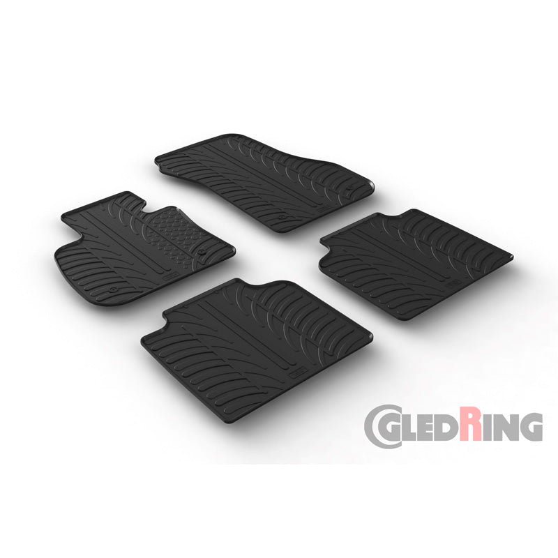 Gledring, Rubber floor mats, Fits BMW 2-Series F46 Gran Tourer 2015- (T profile 4 pieces + clips)