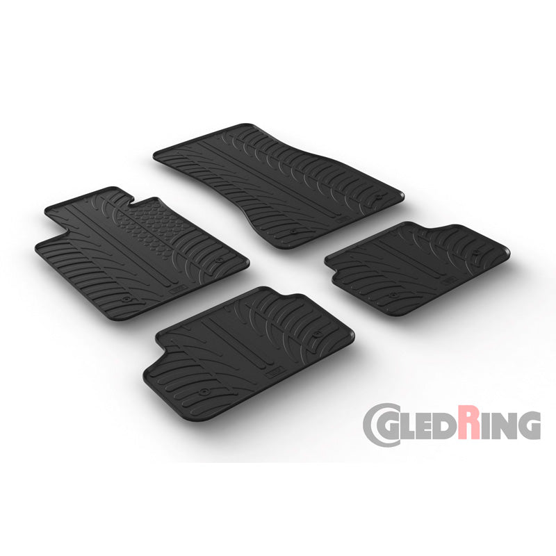 Gledring, Rubber floor mats, Fits BMW 5-Series G30/G31 2017-2023 (T profile 4 pieces + clips)