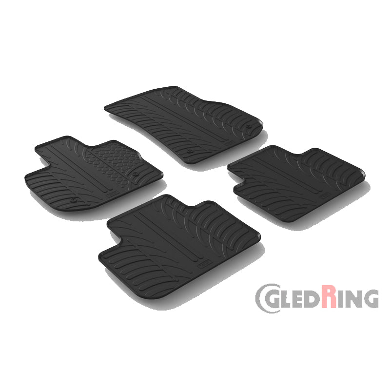 Gledring, Rubber floor mats, Fits BMW X3 (G01) 11/2017- & iX3 (G08) 2020- (T profile 4 pieces + clips)