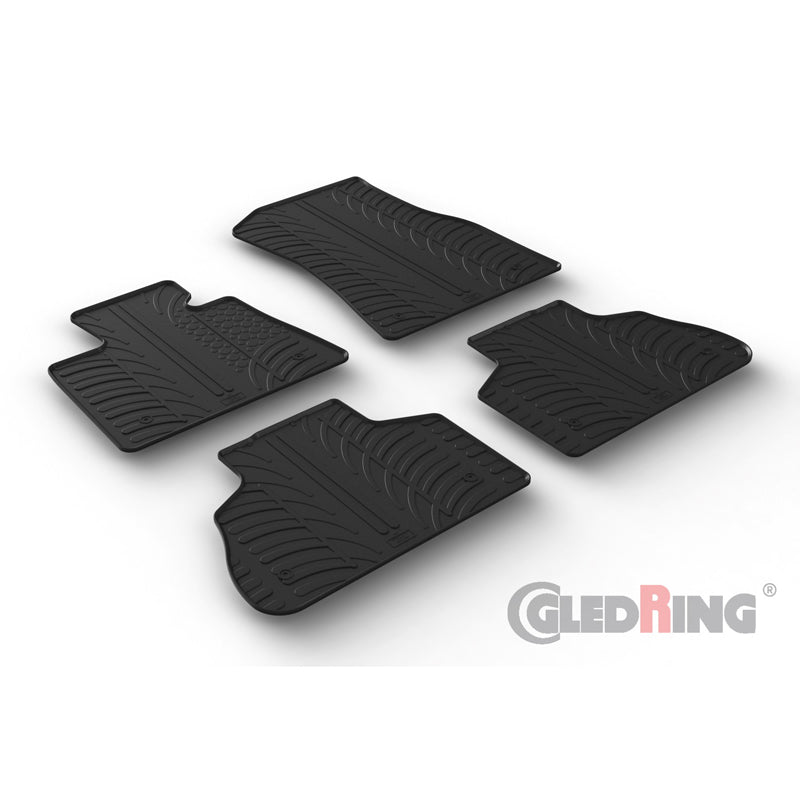 Gledring, Rubber floor mats, fits BMW X5 (G05) 2018- incl. Hybrid (T profile 4-piece + clips)