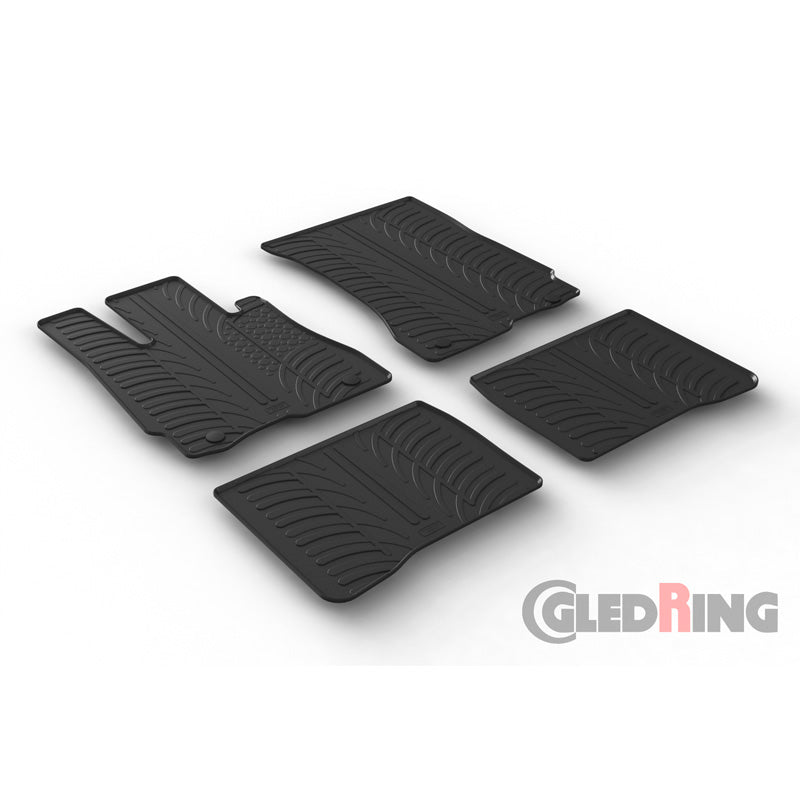 Gledring, Rubber floor mats, fits Mercedes S-Class W221 2005-2013 (T profile 4-piece + clips)