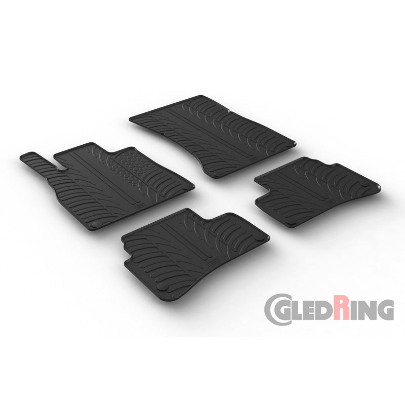 Gledring, Rubber floor mats, fits Mercedes S-Class W222 9/2013-8/2020 (T profile 4-piece + clips)