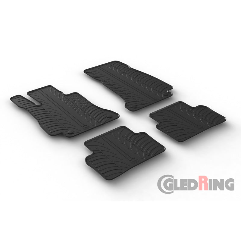 Gledring, Rubber floor mats, Fits Mercedes E-Class W213 Sedan/Estate 3/2016- (T profile 4 pieces + clips)