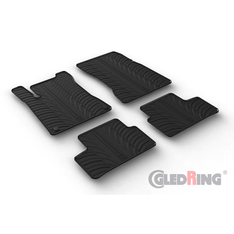 Gledring, Rubber floor mats, Fits Mercedes CLA (C118) Sedan & (X118) Shooting Brake 2/2019- (T profile 4 pieces + clips)