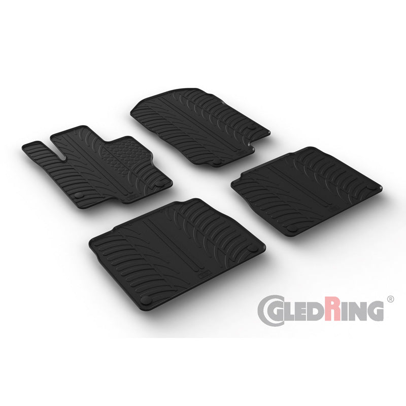 Gledring, rubbermatten, geschikt voor Mercedes GLS (X167) 2019- (T-profiel, 4-delige set + clips)