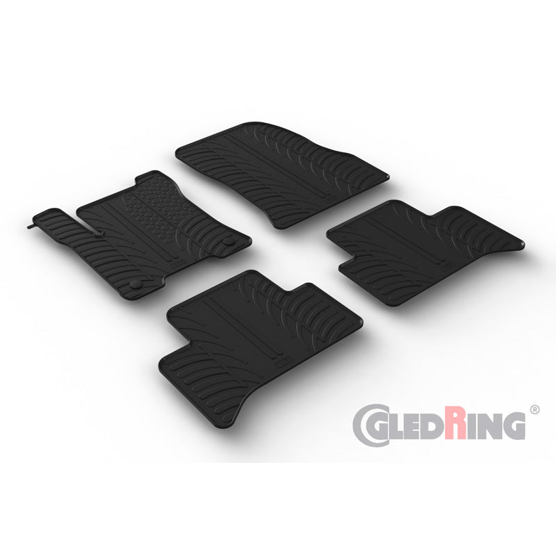 Gledring, Rubber floor mats, fits Mercedes EQA (H243) 2021- (T profile 4-piece + clips)