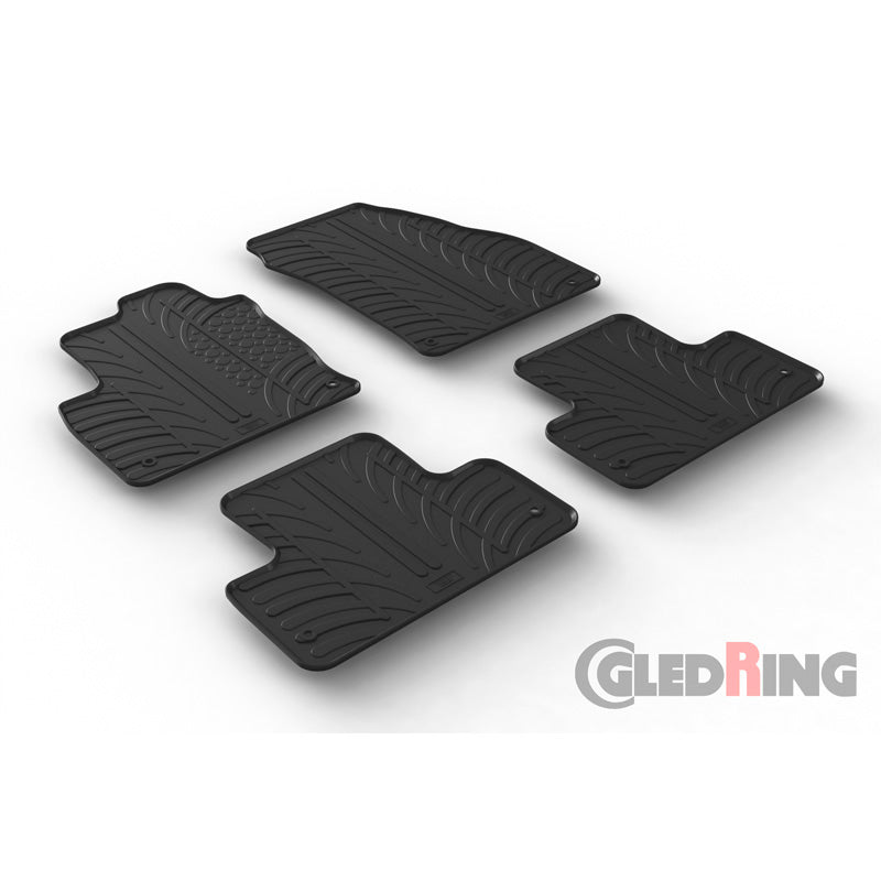 Gledring, Rubber Floor Mats, fits Range Rover Evoque 2011-2019 (T profile 4 pieces + clips)