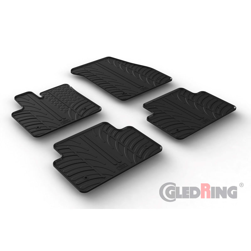 Gledring, Rubber floor mats, Fits Range Rover Evoque 2019- (T profile 4 pieces + clips)