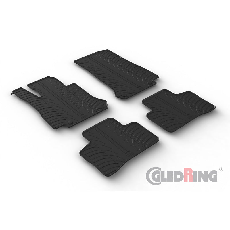 Gledring, Rubber floor mats, fits Mercedes EQC (N293) 2019-2022 (T profile 4-piece + clips)