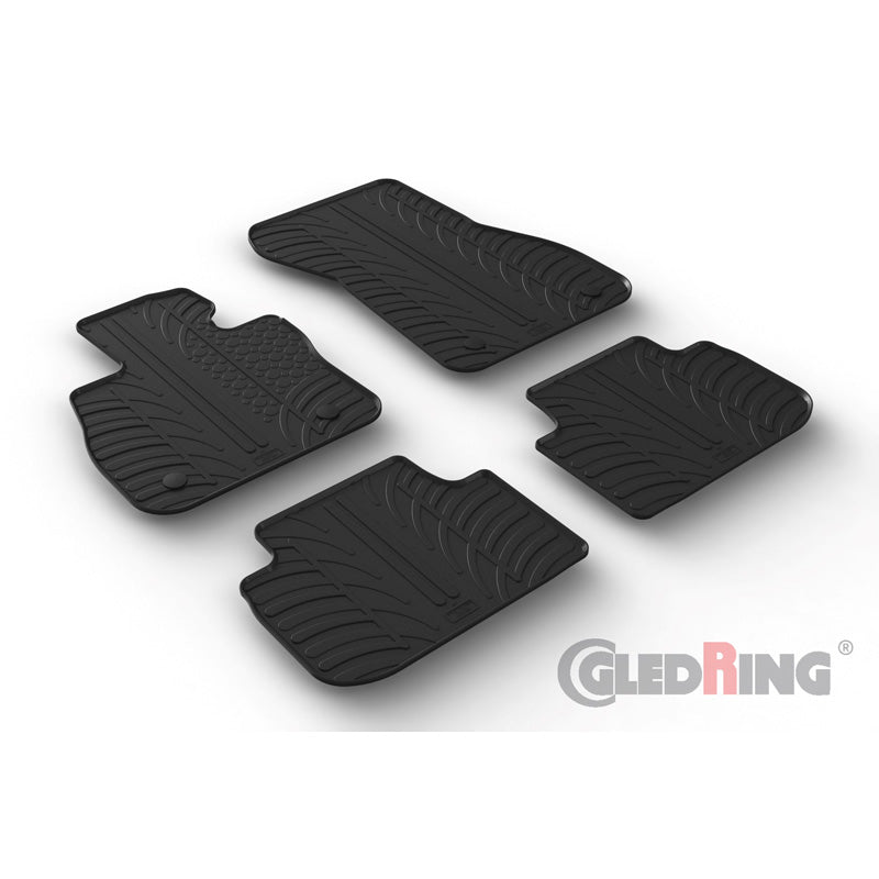 Gledring, rubbermatten, geschikt voor BMW 2-Series F44 Gran Coupe 2020- (T-profiel, 4-delige set + clips)