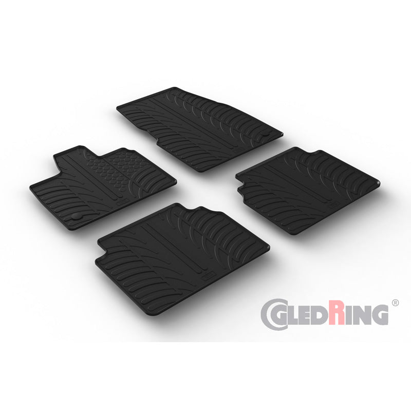 Gledring, tapis en caoutchouc, compatibles avec BMW i3 (I01) 2013- (profil en T, 4 pièces + clips)