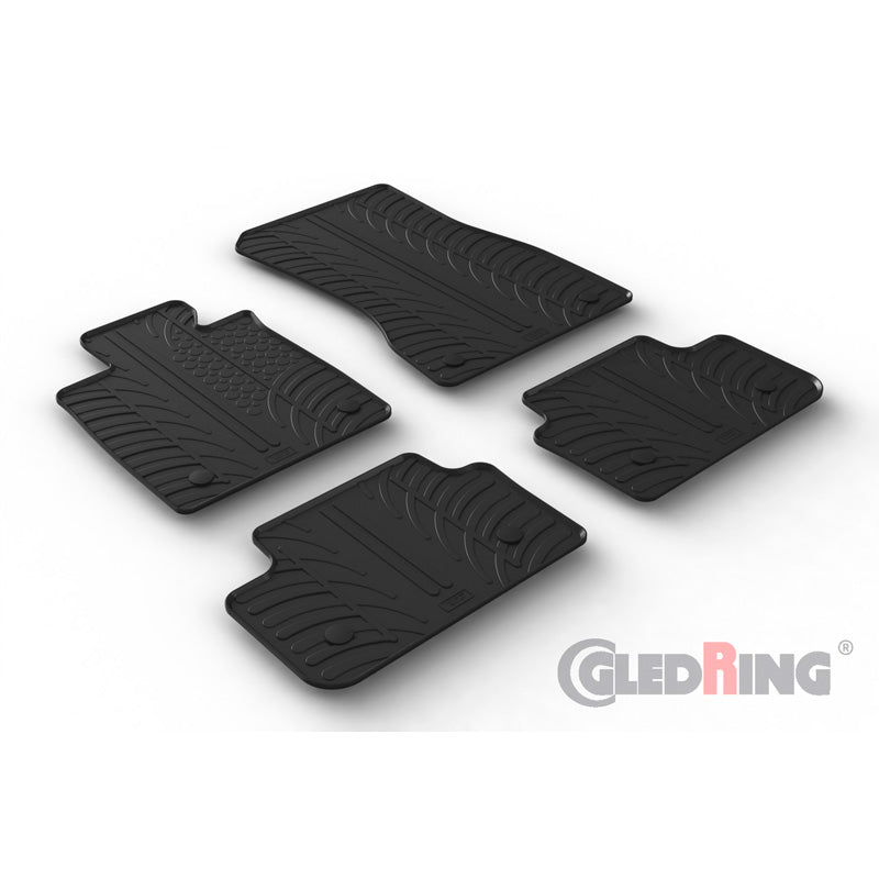 Gledring, Rubber Floor Mats, Fits BMW 5-Series G60 Sedan 2023- excl. i5 (T profile 4-piece + clips)