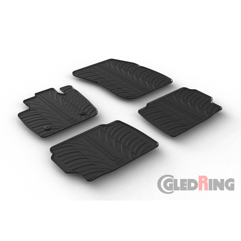 Gledring, Rubber Floor Mats, Fits Ford Mondeo 2015- (T profile 4 pieces + clips)