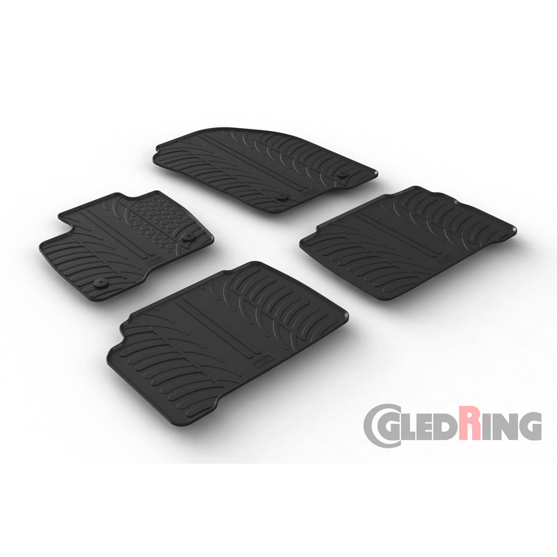 Gledring, Rubber Floor Mats, Fits Ford S-Max 6/2015- & Galaxy 8/2015- (T profile 4 pcs + clips)