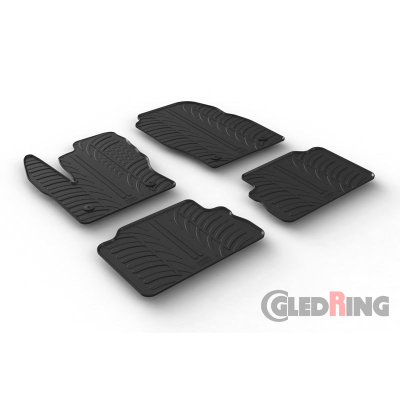 Gledring, rubbermatten, geschikt voor Ford Kuga 2016-2019 (T-profiel, 4-delige set + clips)