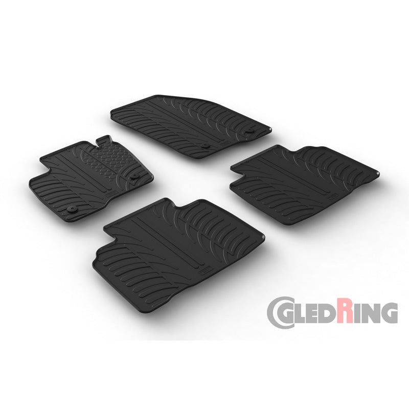 Gledring, Rubber Floor Mats, Fits Ford Edge 2016- (T profile 4 pieces + clips)