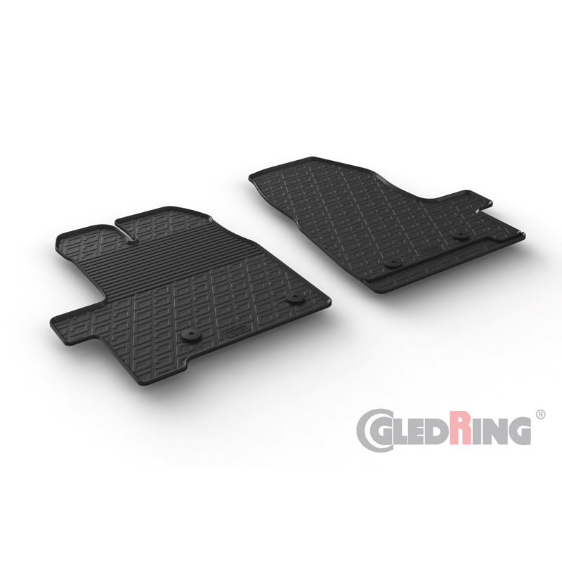Gledring, rubbermatten, geschikt voor Ford Transit Custom 3/2016-12/2017 (G-profiel, 2-delige set + clips)