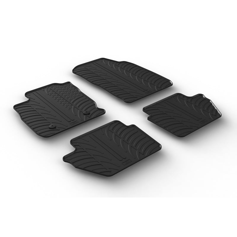 Gledring, Rubber Floor Mats, Fits Ford Ecosport Facelift 11/2017- (T profile 4-piece set + clips)